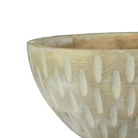 Hand Carved Mango Wood Round Serving Bowl - Picture 3 of 3